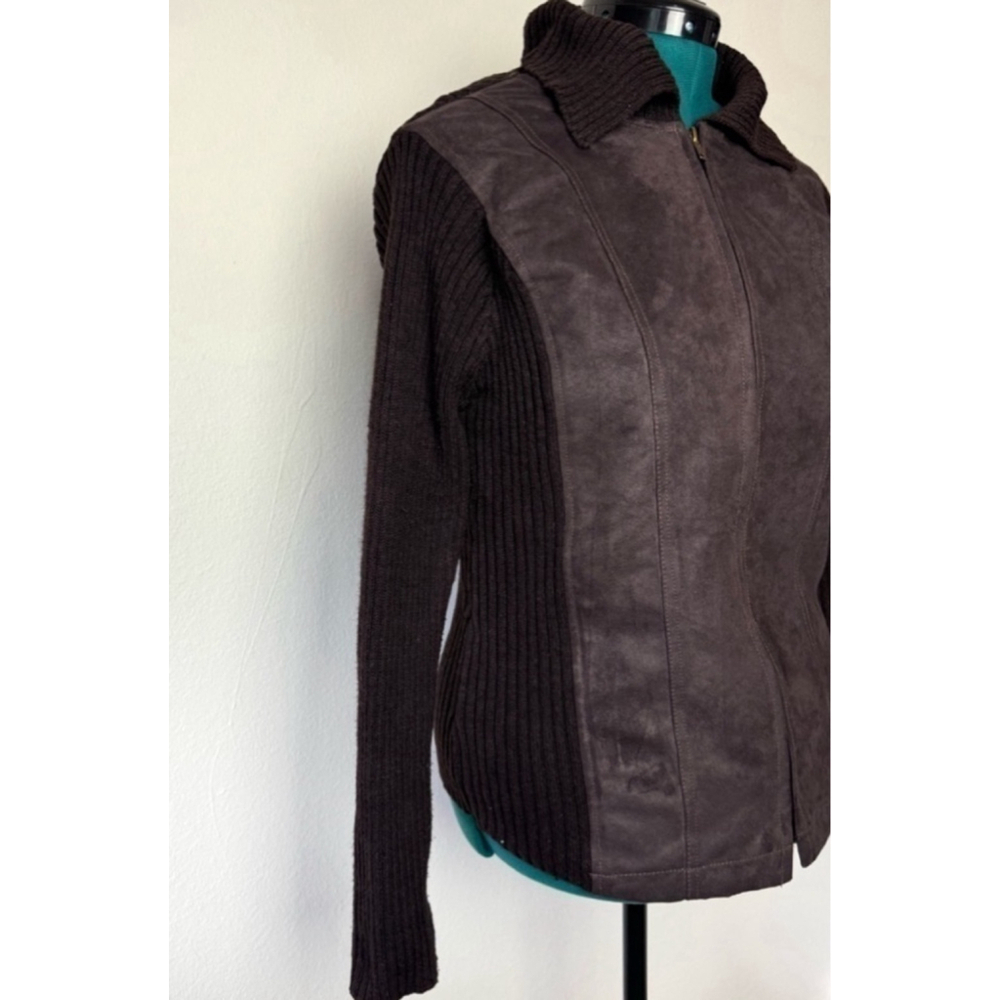 Vintage Faded Glory Women Full Zip Mocha Brown Jacket Y2K Preppy Grunge Indie - Picture 2 of 5
